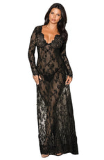 YesX Long Gown & Thong Black