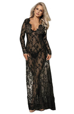 YesX Long Gown & Thong Black