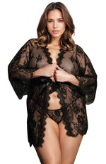 YesX Plus Size Robe Set Black - Up to 6XL