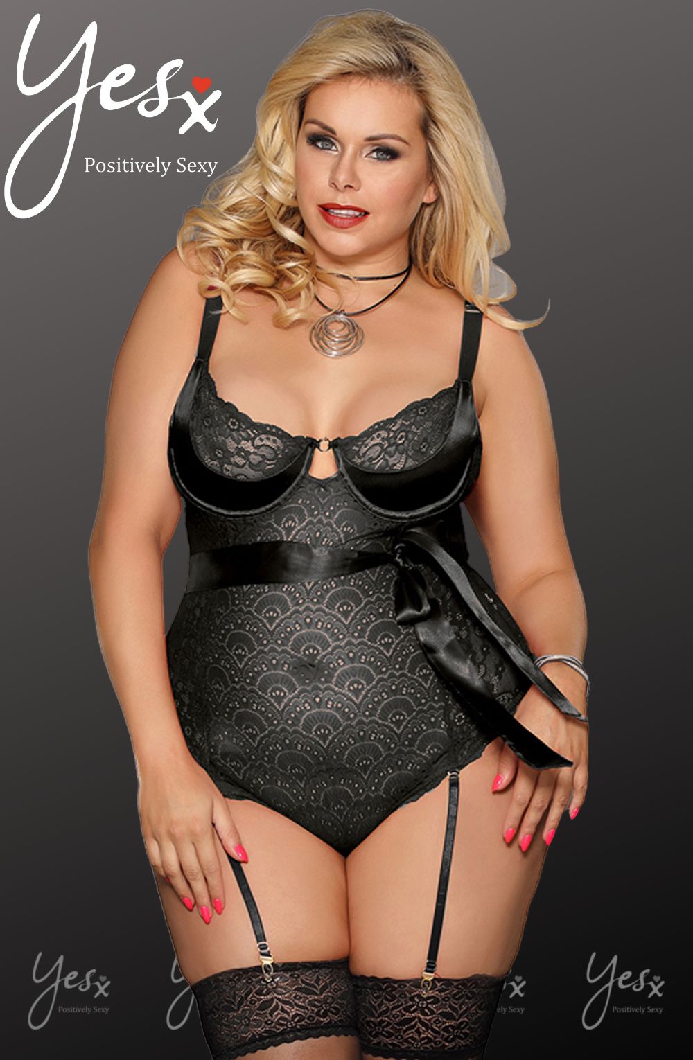 YesX Plus Size Bodysuit Black