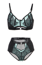 YesX Bra Brief Lingerie Set Black & Blue
