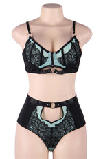 YesX Bra Brief Lingerie Set Black & Blue