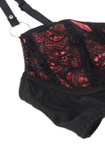 YesX Lace Bra & Panties Two Piece Lingerie Set Black & Pink