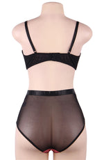 YesX Lace Bra & Panties Two Piece Lingerie Set Black & Pink