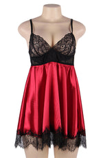 YesX Babydoll & Blindfold Red Satin & Black Lace