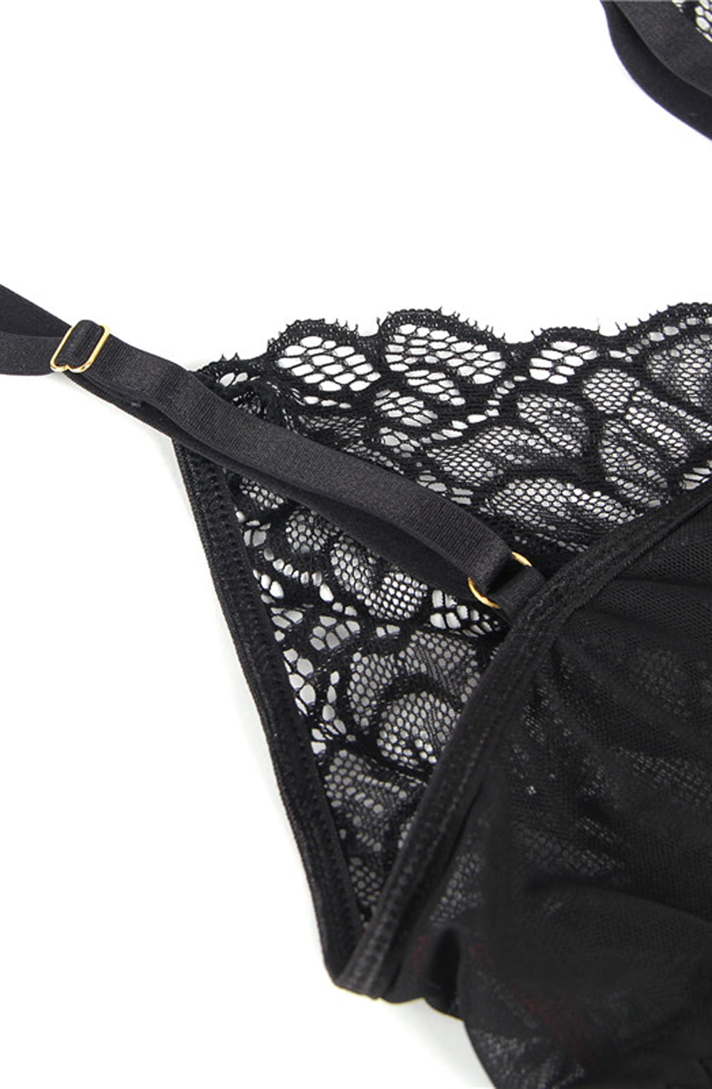 YesX Babydoll & Blindfold Red Satin & Black Lace