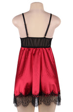 YesX Babydoll & Blindfold Red Satin & Black Lace