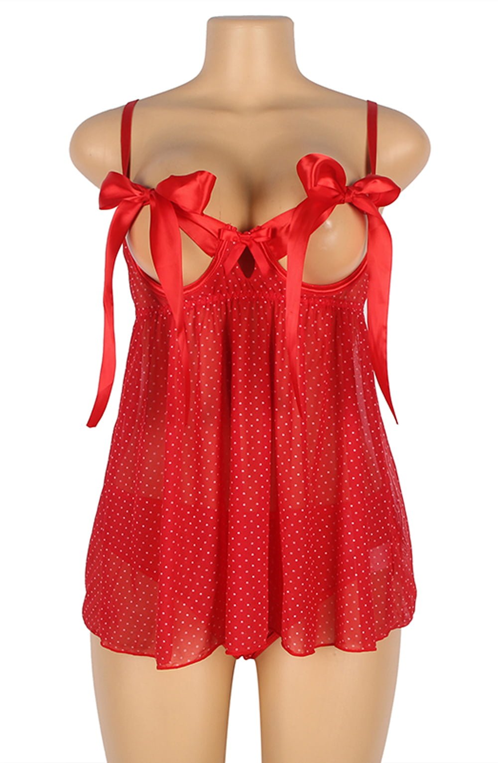 YesX Red Polka Dot Babydoll Set