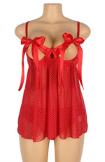YesX Red Polka Dot Babydoll Set