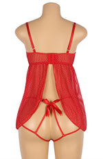 YesX Red Polka Dot Babydoll Set