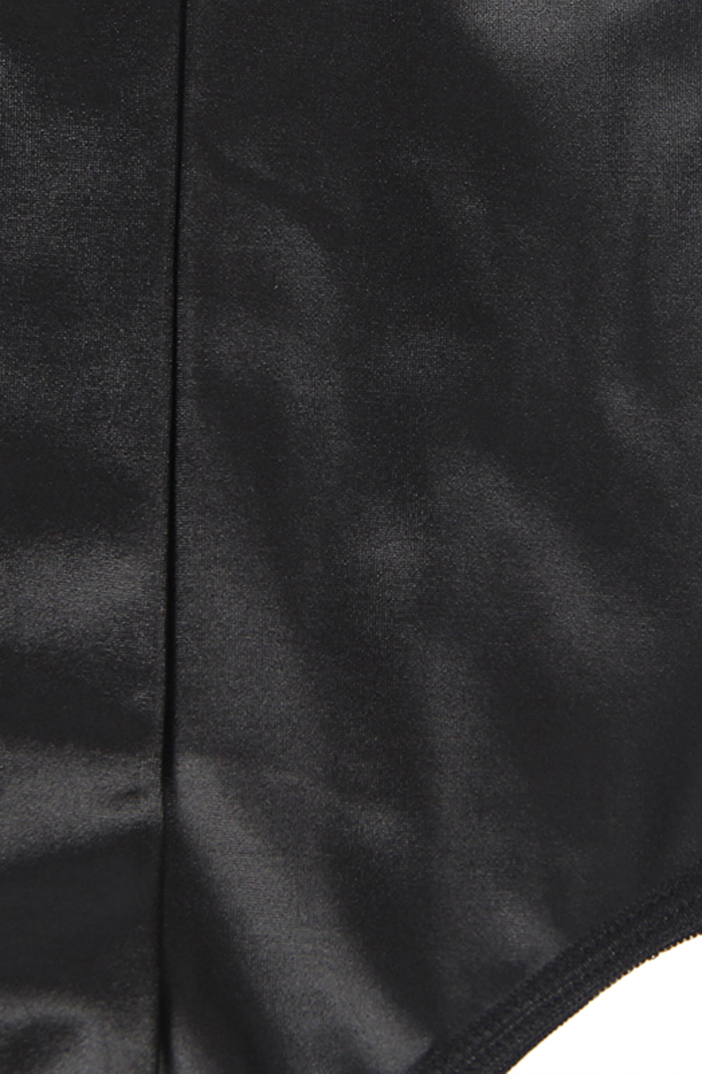 YesX Gartered Zip-up Wet Look 2 Piece Babydoll Set Black