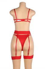 YesX Plus Size Red Bra Lingerie Set