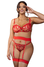 YesX Plus Size Red Bra Lingerie Set