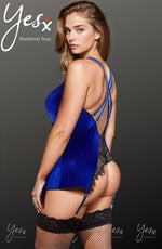 YesX Plus Size Gartered Babydoll Blue