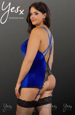 YesX Plus Size Gartered Babydoll Blue