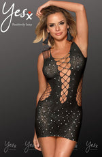 YesX Sparkly Black Erotic Dress One Size