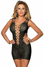 YesX Sparkly Black Erotic Dress One Size