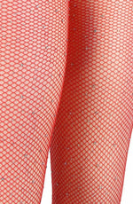 YesX Sparkly Fishnet Crotchless Tights Black