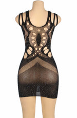 YesX Bodystocking Dress Sparkly One Size (Plus) Black