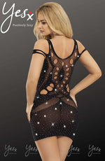 YesX Sparkly Black Sheer Erotic Dress One Size