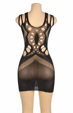 YesX Sparkly Black Sheer Erotic Dress One Size