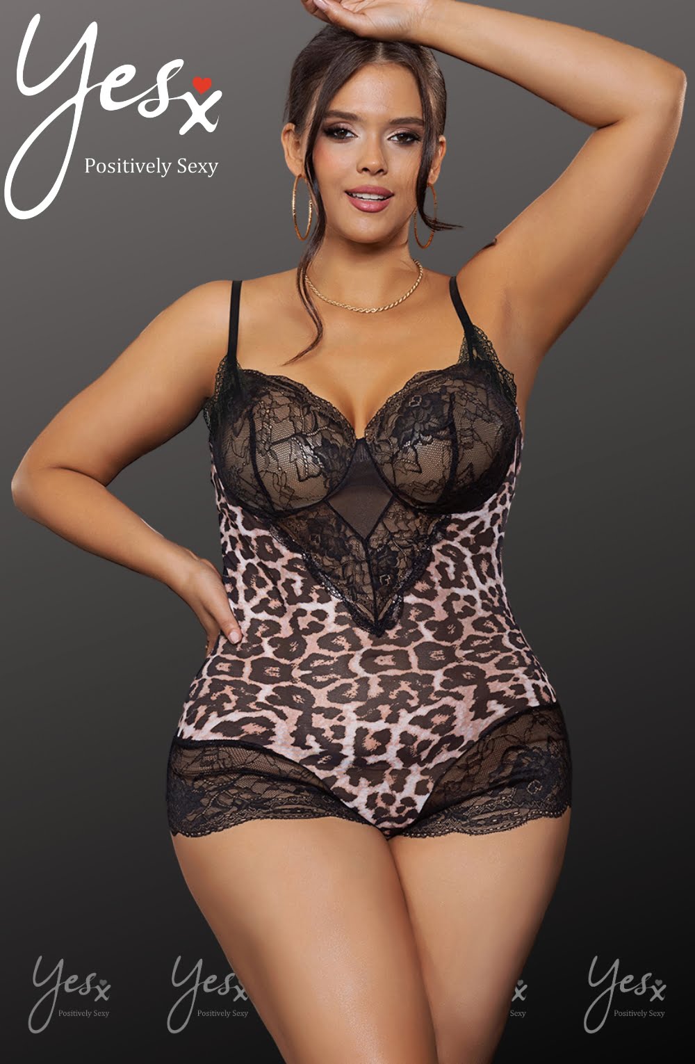 YesX Leopard Print Black Lace Bodysuit