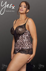 YesX Leopard Print Black Lace Bodysuit