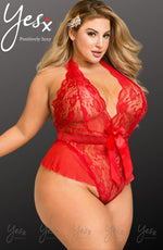 YesX Lace Mesh Hot Red Teddy
