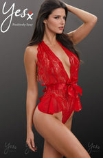 YesX Lace Mesh Hot Red Teddy