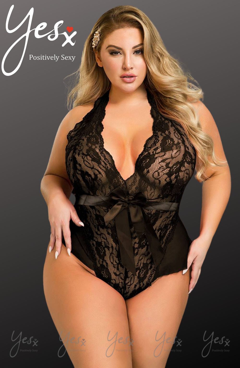 YesX Black Lace Ruffle Mesh Teddy