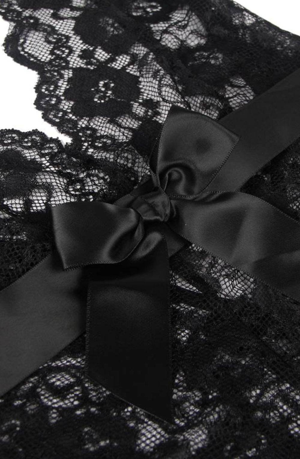 YesX Black Lace Ruffle Mesh Teddy