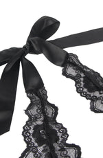 YesX Black Lace Ruffle Mesh Teddy
