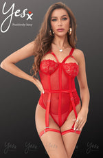 YesX Red Lace Bodysuit