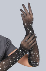 Yesx Sparkly Fishnet Gloves Black
