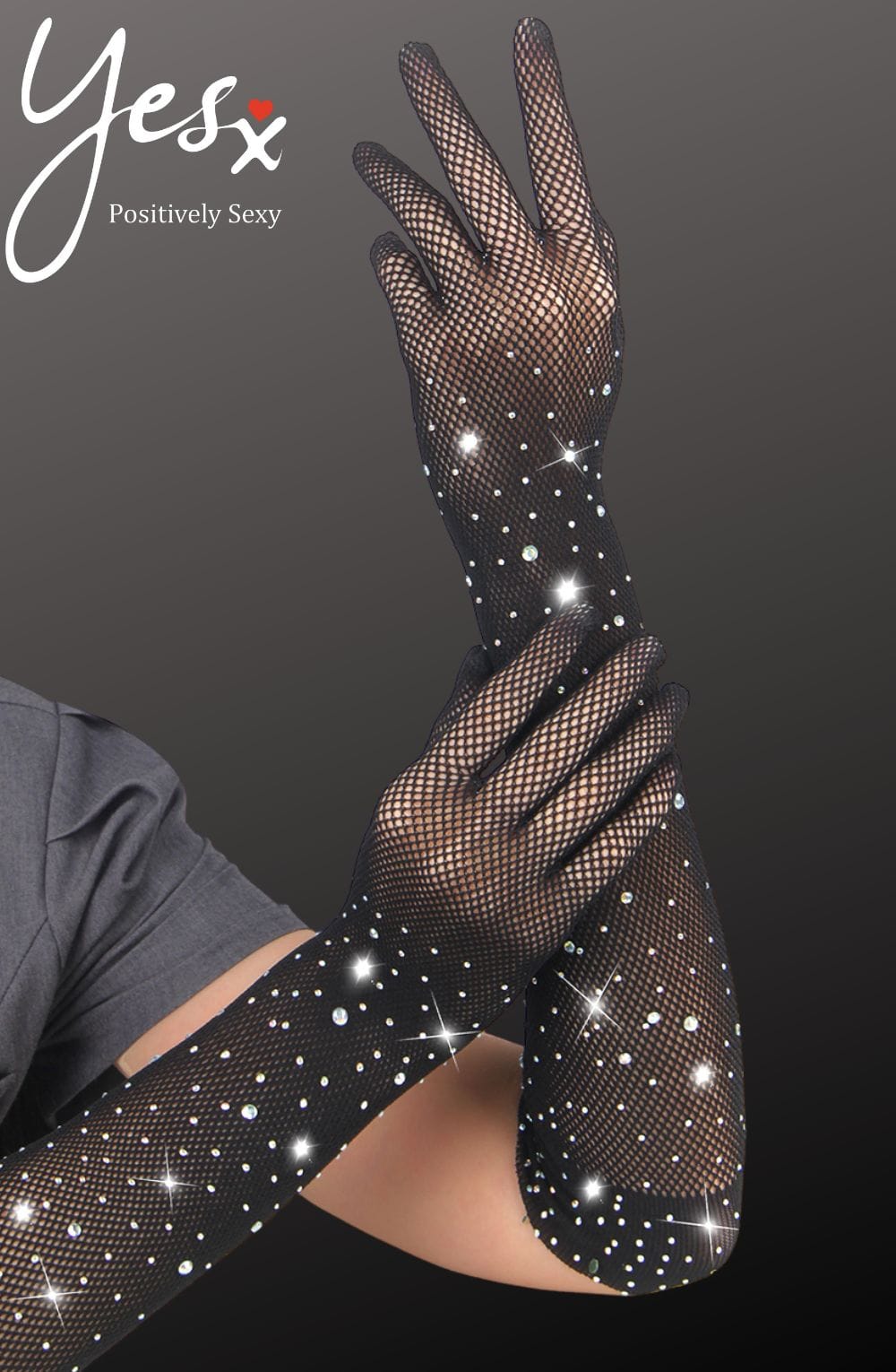 Yesx Sparkly Fishnet Gloves Black