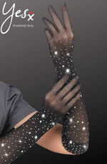Yesx Sparkly Fishnet Gloves Black
