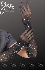 Yesx Sparkly Fishnet Gloves Black