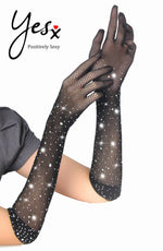 Yesx Sparkly Fishnet Gloves Black