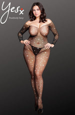 YesX Plus Size Fishnet Sparkly Bodystocking Black