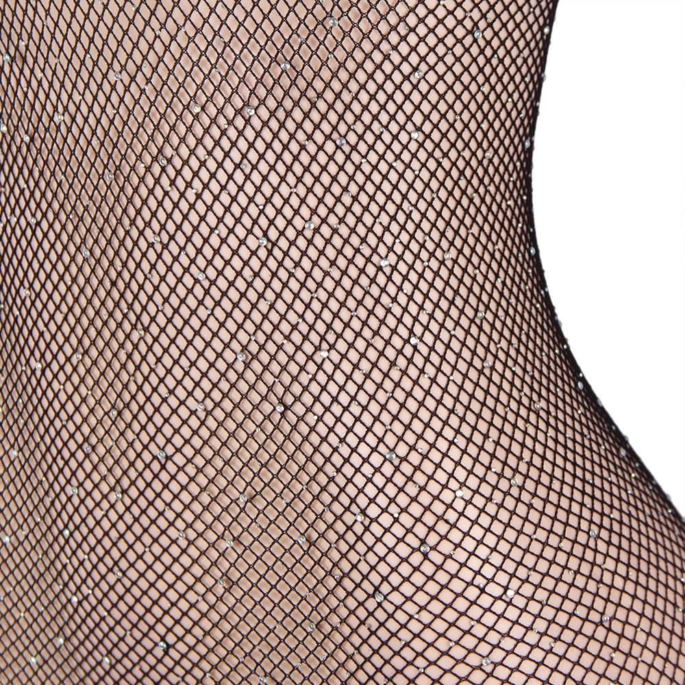 YesX Plus Size Fishnet Sparkly Bodystocking Black