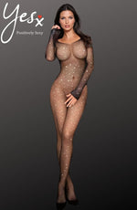 YesX Fishnet Sparkly Bodystocking Black