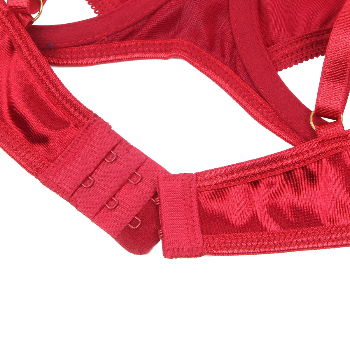 YesX Hollow Cut Halter Bra Lingerie Set Red