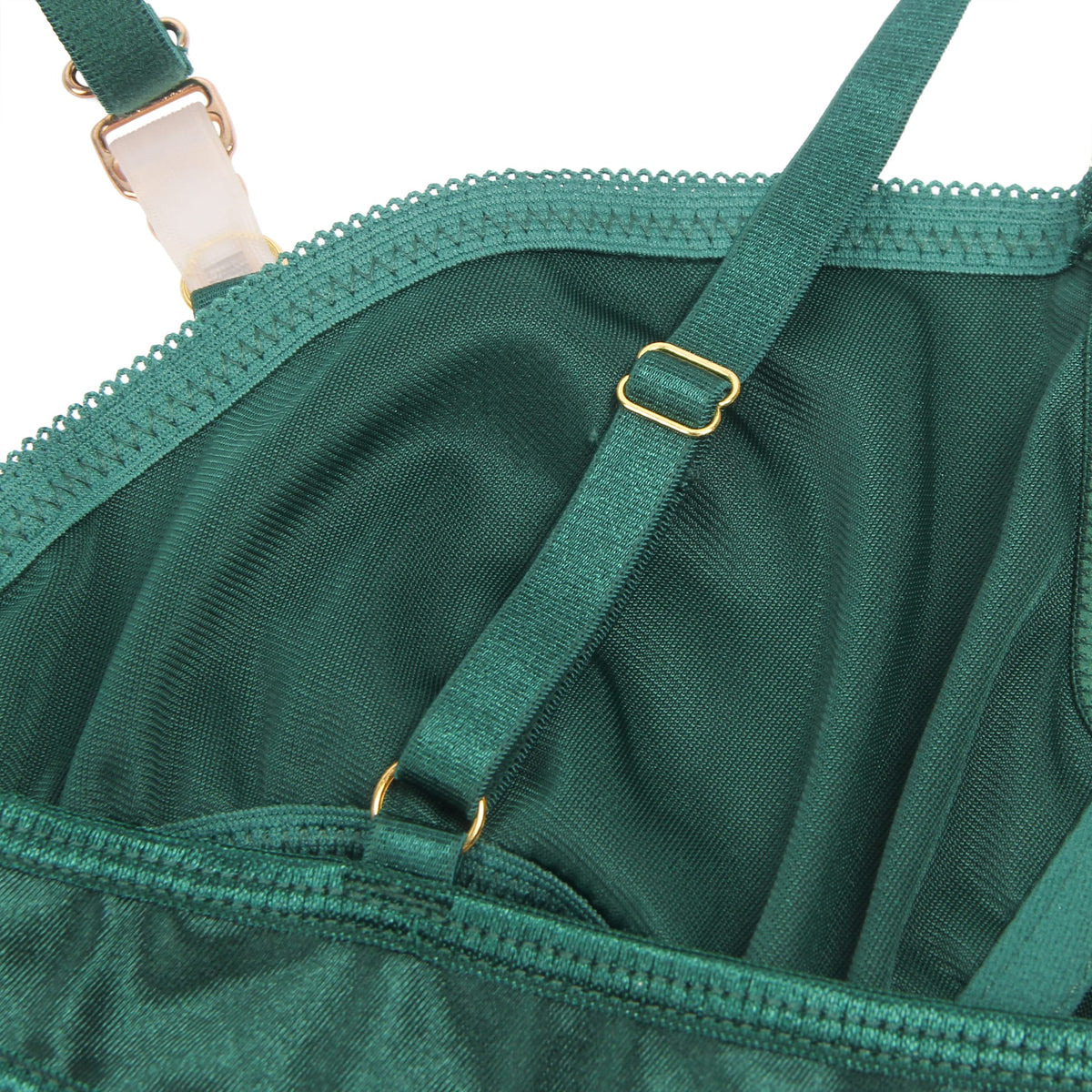 YesX Plus Size Hollow Cut Halter Bra Lingerie Set Green