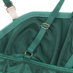 YesX Plus Size Hollow Cut Halter Bra Lingerie Set Green