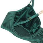 YesX Plus Size Hollow Cut Halter Bra Lingerie Set Green