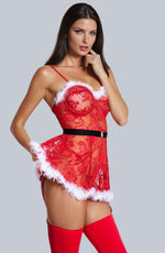 YesX Christmas Sexy Floral Lace Babydoll