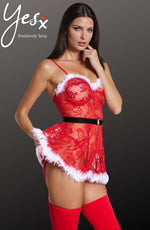 YesX Christmas Sexy Floral Lace Babydoll