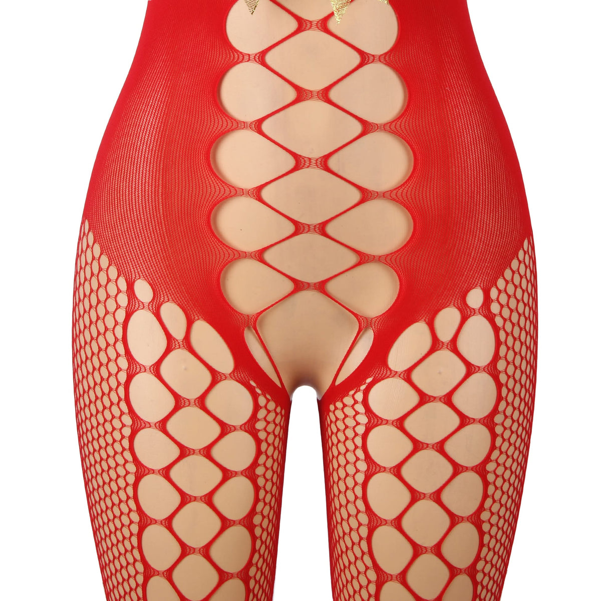 YesX Christmas Fluffy Bodystocking One Size Red