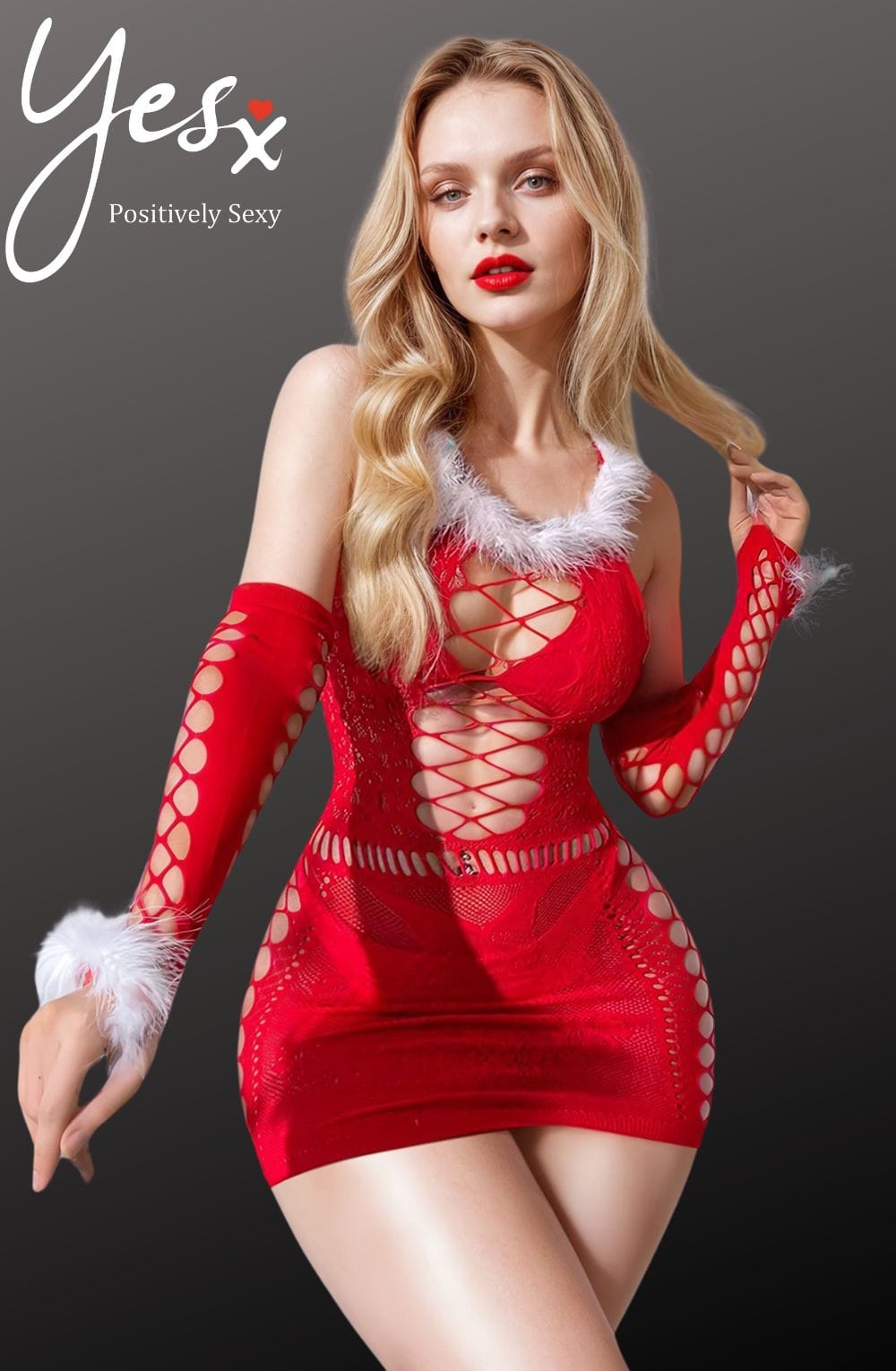 YesX Christmas Sexy Bodystocking Dress One Size Red