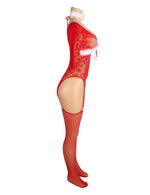 YesX Christmas Fishnet Bodystocking One Size Red